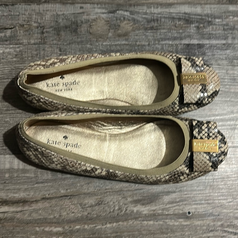 Kate Spade New York Snake Skin Bow tie Flats